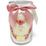 CANDELA PROFUMATA GIARA GRANDE WHITE ROSA 700gr profumazione alle rose 120h durata